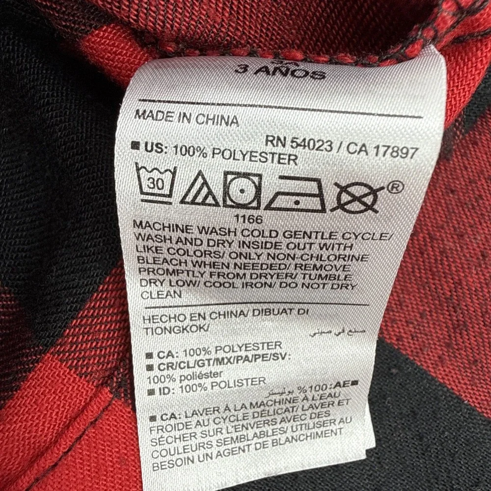 Old Navy‎ Gender-Neutral Kids Plaid Flannel Pajama Set Boy Girl 3T Black Red
